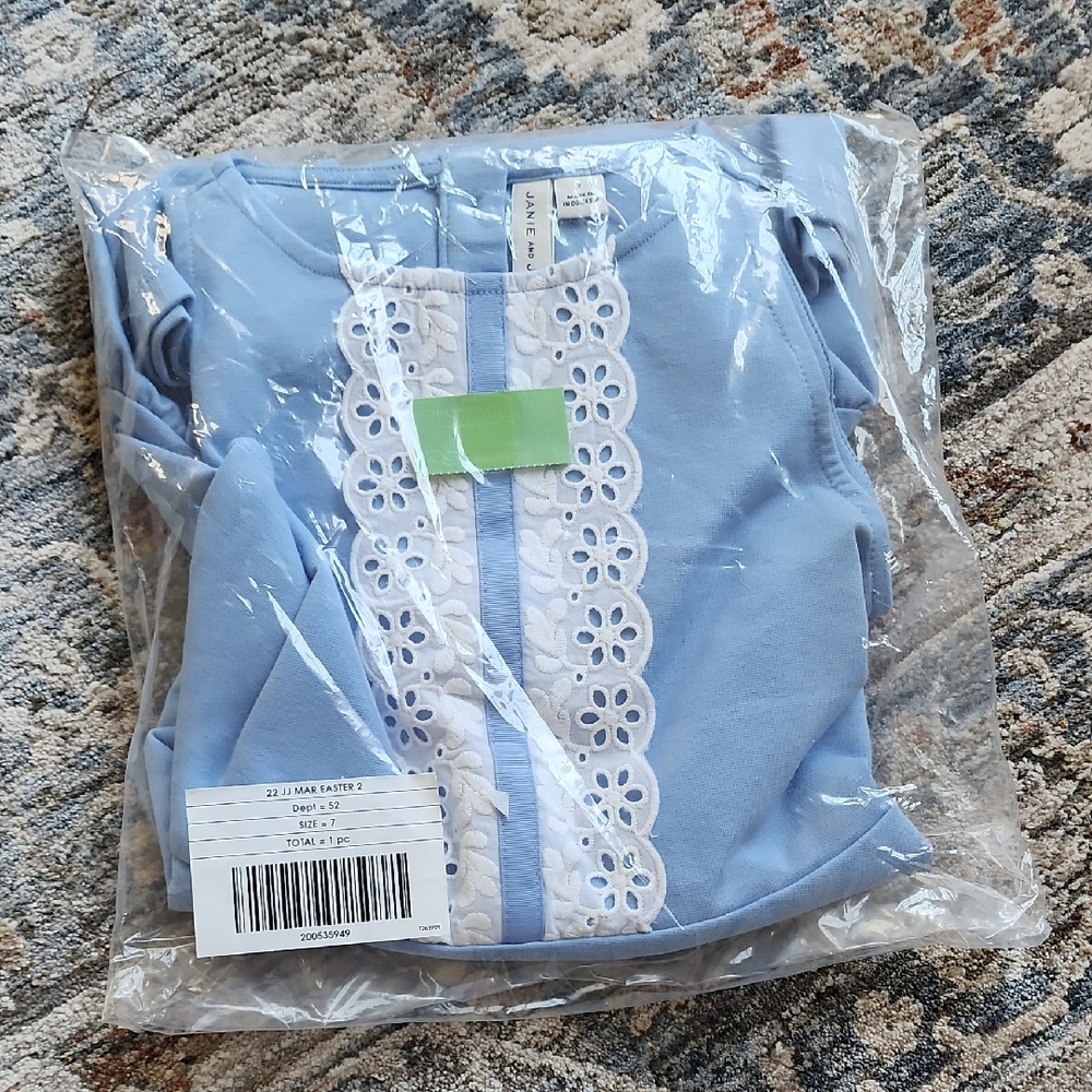Light Blue Lace-Trim Dress